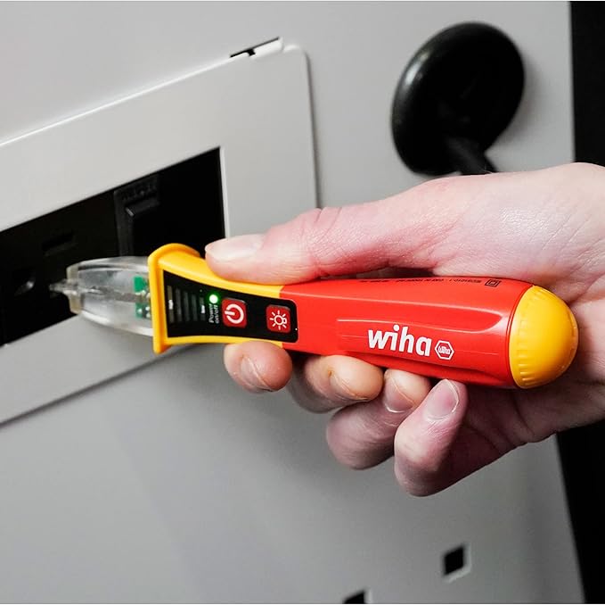 Wiha Non-Contact Voltage Tester Category IV 12-1000V AC with Flash Light - 25506, Red