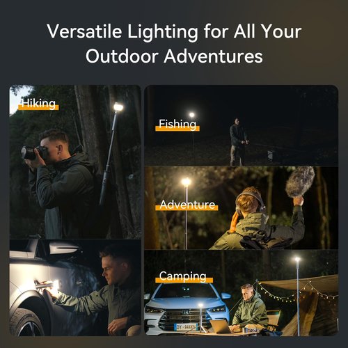 Camping Light Telescopic Collapsible 800 Lumens IP65 Waterproof Smart Remote Magnetic Base USB Rechargeable Battery Adjustable Height for Outdoor Adventure Hiking Emergency Lighting