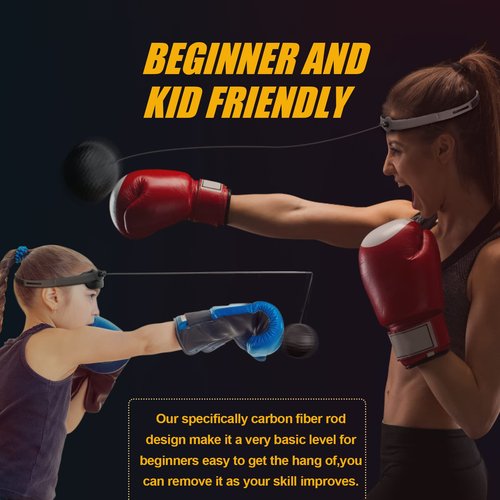 Hikeen Boxing Reflex Ball, MMA Boxing Equipment Adjustable Length for Adults and Kids, Agility Training Punching Speed and Hand Eye Coordination Training 2 Difficulty Levels