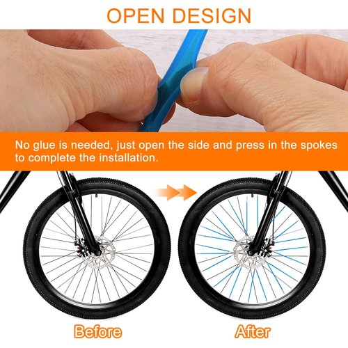 HARFINGTON 72pcs Spoke Skins Covers 0.2" Plastic Universal Dirt Bike Spoke Skin Wraps Bicycle Motorcycle Cycling Wheel Decoration Protector Spokes for 8"-21" Rims, Fluorescent Green