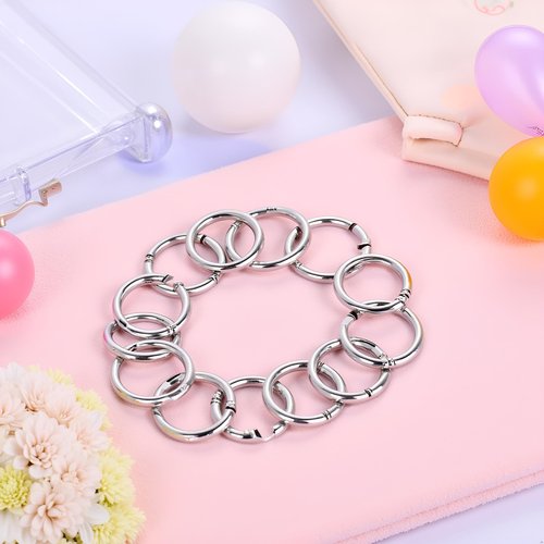 16Pcs Silver Trigger Spring O Rings Key Chain Rings - Metal Round Carabiner Clip, Key Rings for Car Keys, Circle Spring Key Ring for Handbag Purse Dog Leashes，Accessory and Keychain Carabiners