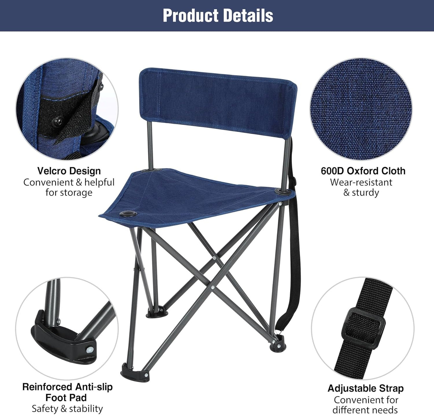 REDCAMP 2 Pack Tripod Hunting Chairs for Blinds, Folding Lightweight Portable Fishing Chair for Adults Hunting Stools with Backrest, Golf Chairs for Spectators, Camo