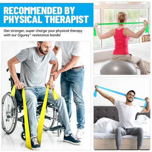 Resistance Bands, Professional Exercise Bands, Physical Therapy Bands for Strength Training, Yoga, Pilates, Stretching, Recovery, Stretch Elastic Band for Working Out, Workout Bands for Home Gym