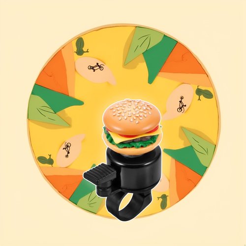 Hamburger Bike Bell Funny Cartoon Cheeseburger Bike Bell Loud Crisp Clear Sound for Balance Bike,Scooter,MTB Road Cruiser Bikes Accessories Cycling(ZS583)