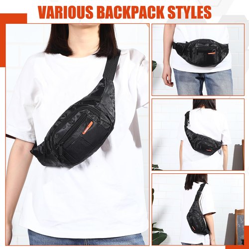 Kajaia 16 Pieces Fanny Pack Bulk Adjustable Waist Bags with Zippers Crossbody Party Fanny Packs Canvas Waist Belt Bag for Women Men Kids Teams Travel Running Cycling Hiking (Black)