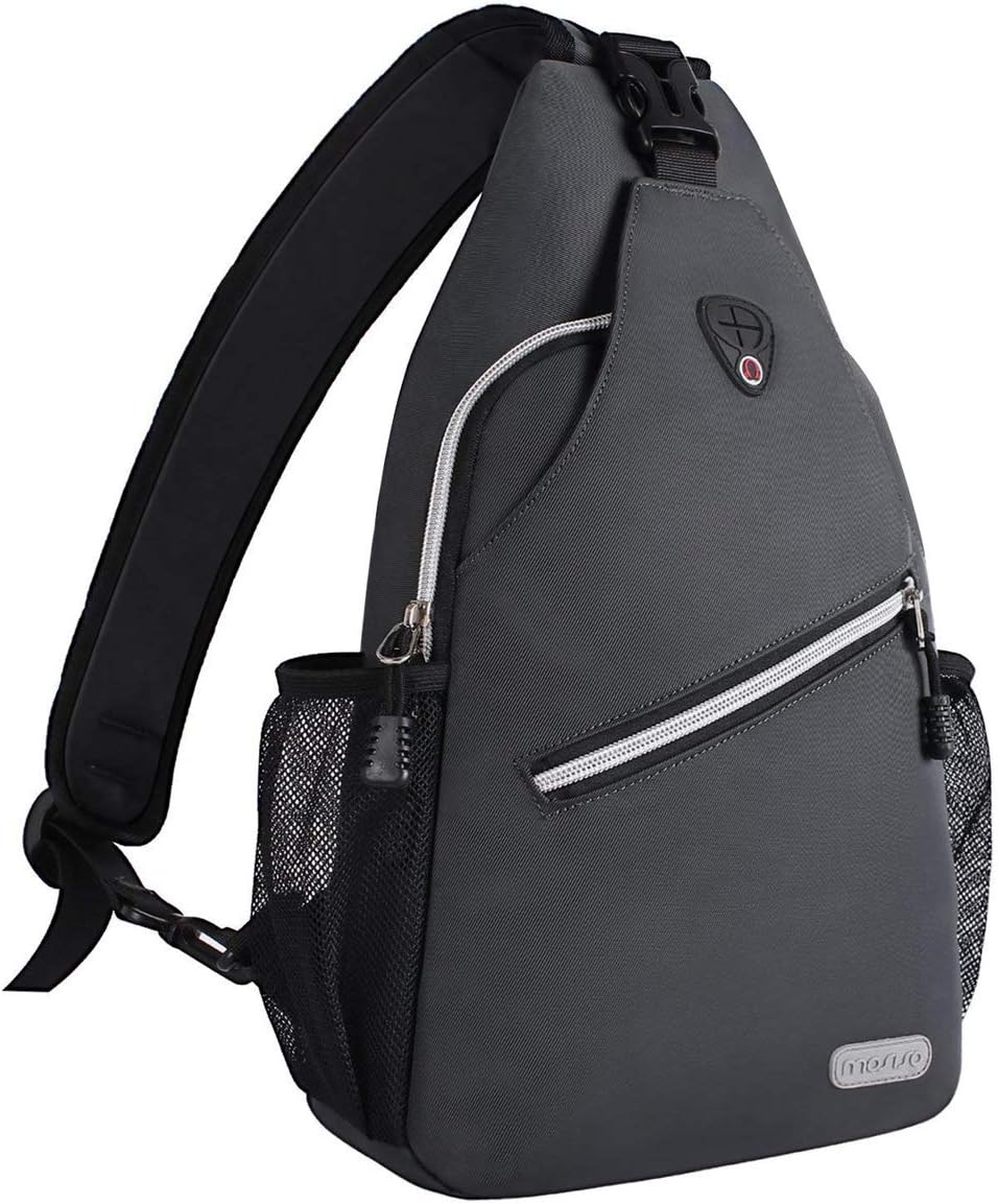 MOSISO Rope Sling Backpack (Up to 13 inch), Multipurpose Crossbody Chest One Shoulder Outdoor Travel Hiking Daypack, Black