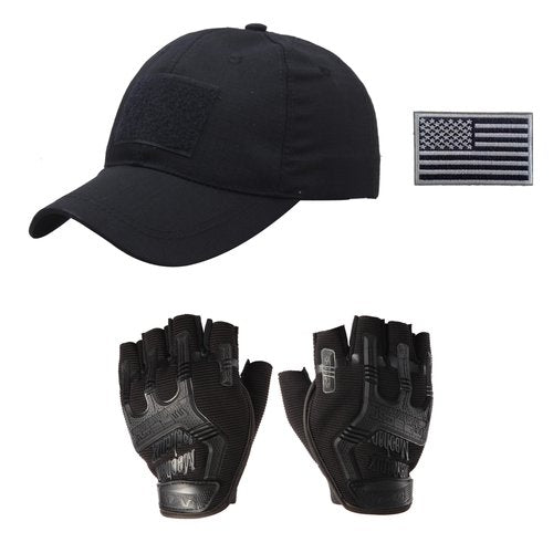 Ouraqto Tactical Vest Set for Men Airsoft Paintball Vest Airsoft Gear and Equipment with Hat,Glove,Visor,Goggles（Black）