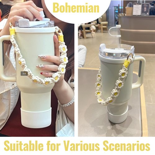Fabenyok 8PCS Cup Accessories Set for Stanley 30oz & 40oz Tumbler, Including Water Bottle Handle Strap, Boot, Spill Stopper Set, Straw Straw Cover Cap for Stanley Cup Accessories(White)