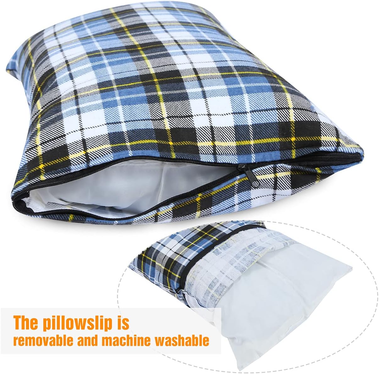 REDCAMP Small Camping Pillow Lightweight and Compressible, Flannel Travel Pillow with Removable Pillow Cover, 2 Pack