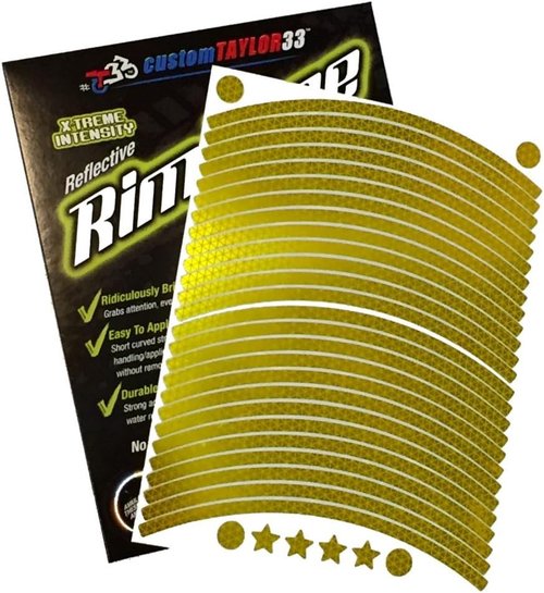 High-Intensity Yellow Reflective Safety Rim Tapes for All Vehicles - Custom Fit 17” SportsBike