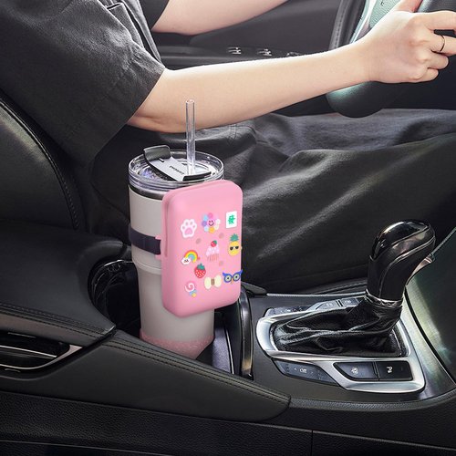 Silicone Water Bottle Pouch for Stanley Cup,Compatible with Stanley Cup Water Bottle Tumbler Pouch Purse Wallet Accessories 10PCS Charms & Boot (Pink)