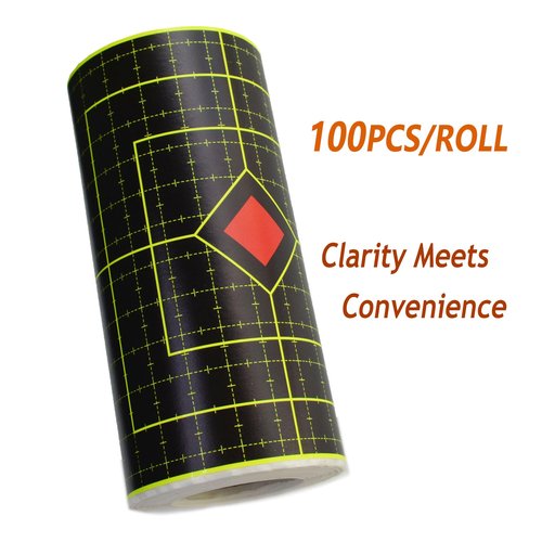 Smttezion Splatter Target 6 Inch Reactive Paper Stickers, 100 Pcs, Self Adhesive Roll Hunting Accessories for Pistol Pellet Gun Rifle Shooting Practice Outdoor or Indoor Game