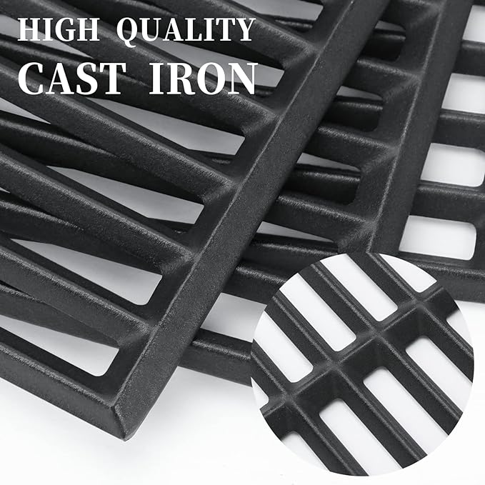 Hisencn Cooking Grates for Home Depot Chargriller 1624 Smokin' Champ Charcoal Grill Horizontal Smoker, Cast Iron Solid Rod Grill Cooking Grid Replacement Parts, 19 1/2 inch, 3 Pack