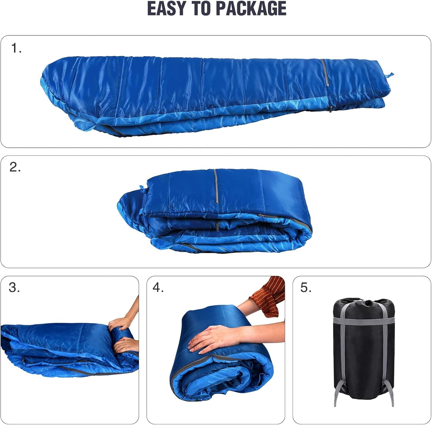 REDCAMP Kids Mummy Sleeping Bag for Camping, 3 Season Cold Weather Sleeping Bag Fit Boys,Girls & Teens, Blue/Rose Red