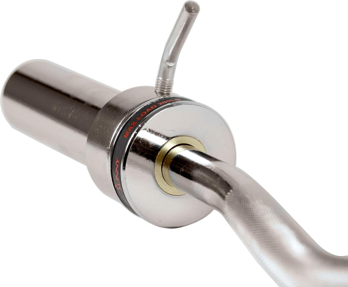 Sunny Health & Fitness 48" Olympic Super Curl Bar with Ring Collars Strength Training Bar for Traps, Deadlifts, Squats and More - OB-48