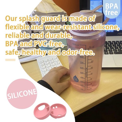 LUTQ 2-Pack Silicone Splashguard for Nalgene, Splashguard Wide Mouth for Nalgene Splash Guard 32 oz Wide Mouth Water Bottle Accessories - Sakura Pink, for Wide-Necked Bottles with 53 mm Opening