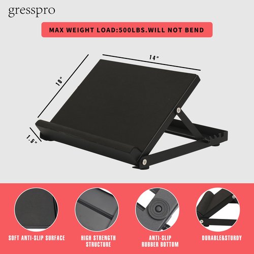 Gresspro Gresspro Steel Slant Board Calf Stretcher, Squat Wedge with 4 Adjustable Incline, 500LBS Weight Capacity, Knees Ankle Heel Stretching Training for Home or Gym (Black)