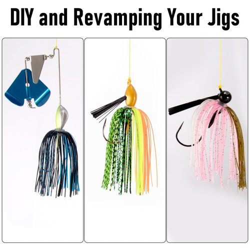 Dr.Fish 15 Pack Replacement Jig Skirts 88-Strands Silicone Fishing Umbrella Skirts Quick Change for Spinnerbaits Bass Jig Lures Making Accessories Chartreuse