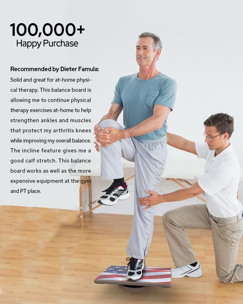 Sozzy 2-in-1 Balance Board and Slant Board, at-home Physical Therapy, Working on Balance, Calf Stretching, DIY Wooden Wobble Board, Version 3.0 Upgraded to 400 lbs (National Flag Color)