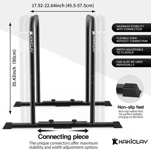 KAKICLAY Multi-Grip Pull Up Bar and Premium Dip Bars with Adjustable Ultra-Stable Settings & Non-Slip Feet - USA Original Patent, Designed, Shipped, Warranty