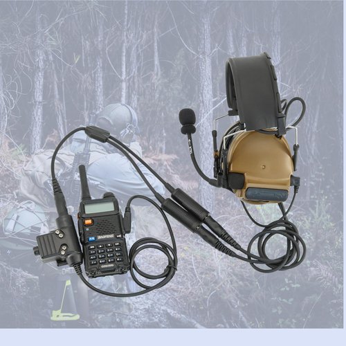 HEARFALCOM Tactical Dual Comm Headset Adapter U174 Plug Cable Converter Headset Accessory for Tactical Hunting Shooting (BK)