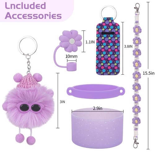 6PCS Use for Stanley Cup Tumbler Accessories 40oz 30oz,Compatible with Stanley Cup Tumbler Water Bottle Handle Sling Strap for Carrying (purple)