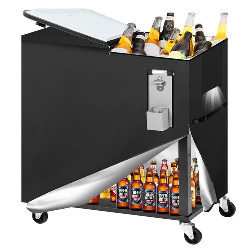 Tiscover Patio Cooler Cart Insulation Cover Fits for 80 Quart Rolling Ice Chest,Waterproof with Uv Cooler Covers Outdoor for 80 Quart Rolling Cooler Cart 37" L X 17" W X 31.5" H
