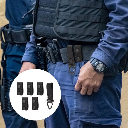 PEUTIER 5pcs Belt Keepers for Duty Belt & 1pcs Key Clip, Nylon Duty Belt Accessories with Double Snaps Duty Belt Clip Law Enforcement Accessories Fit for 2-2.5in W Belt Loop Keeper
