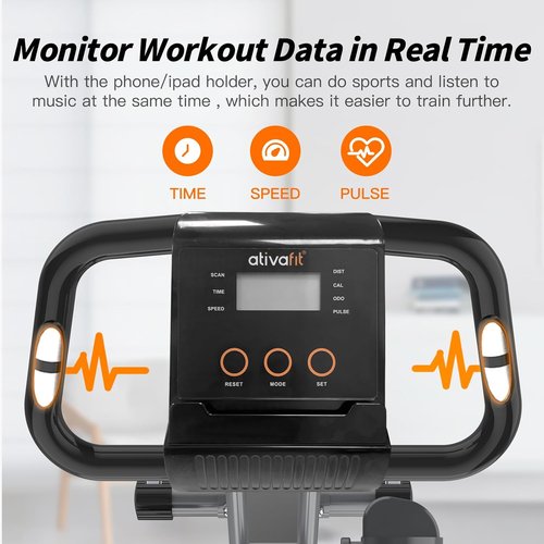 ATIVAFIT Exercise Bike Foldable Fitness Indoor Cycling Bike Magnetic 3 in 1 Upright Recumbent Exercise Bike with Resistance Bands for Home Workout