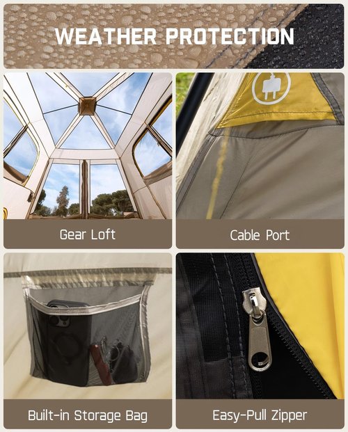 FanttikOutdoor Zeta C8 Air Camping Tent, Lightweight 8 Person Instant Cabin Tent Setup in 60s, 20% Lighter, Ultralight with Carry Bag for Family Camping & Hiking, Upgraded Ventilation