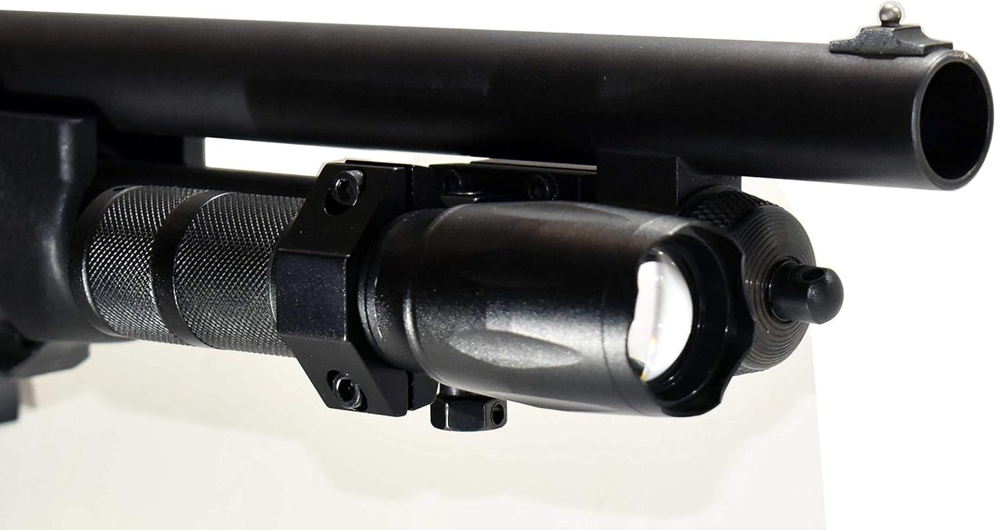 Trinity 1000 Lumen led Flashlight for mossberg 500 Pump Home Defense Tactical Hunting Optics Aluminum Black Picatinny Weaver Mounted Adapter Single Rail Mount.