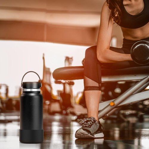 Linkidea Water Bottle Boot Compatible with Hydro Flask Wide Mouth Flex Cap/Straw Lid/Chug Cap 32oz/40oz, Silicone Bottle Bottom Sleeve Cover Protector, Bottle Bumper (Black / 2 Pack)