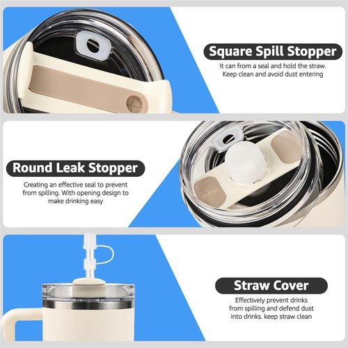 MOLOSLEEVE Straw Toppers - Silicone Dust-Proof Caps for Stanley Cup Accessories 40oz, 30oz, 20oz (Clear)