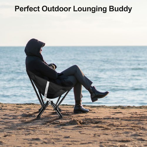 NJZ Compact Camping Chair, Portable Comfortable Camping Chair for Adults - 600 LBS Capacity Sturdy Camping Folding Chair with Quick Setup & Carry Bag Compact Camp Chair (Black)