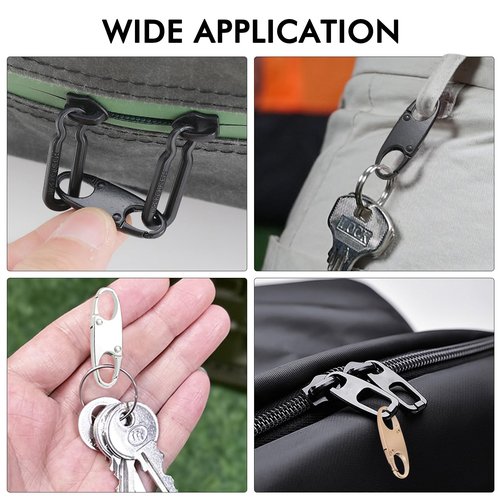 AGLOO 15Pcs Double Small Carabiner Clips Mini Zipper Pull,Versatile S Carabiner Keychain,Alloy Snap Hook Lock Zipper Clip,for Camping Fishing Traveling and DIY