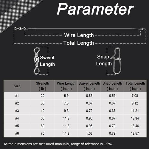 QISHUO Rigs Stainless Fishing Leader Steel High Strength Fishing Leader Saltwater Fishing Freshwater Wire Leaders Lures White Nickel, #4, 50lb, 11.8in, 30pcs