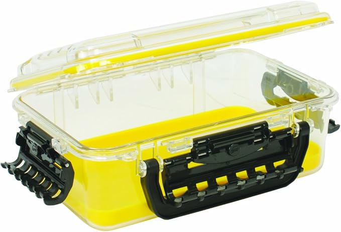 Plano Guide Series 3700 Field Box Waterproof Case, Blue, Large, Waterproof Dry Box with Wrist Strap for Boat, Kayak, and Camping, Outdoor Gear Storage, Clear/yellow & 3640 Waterproof Stowaway