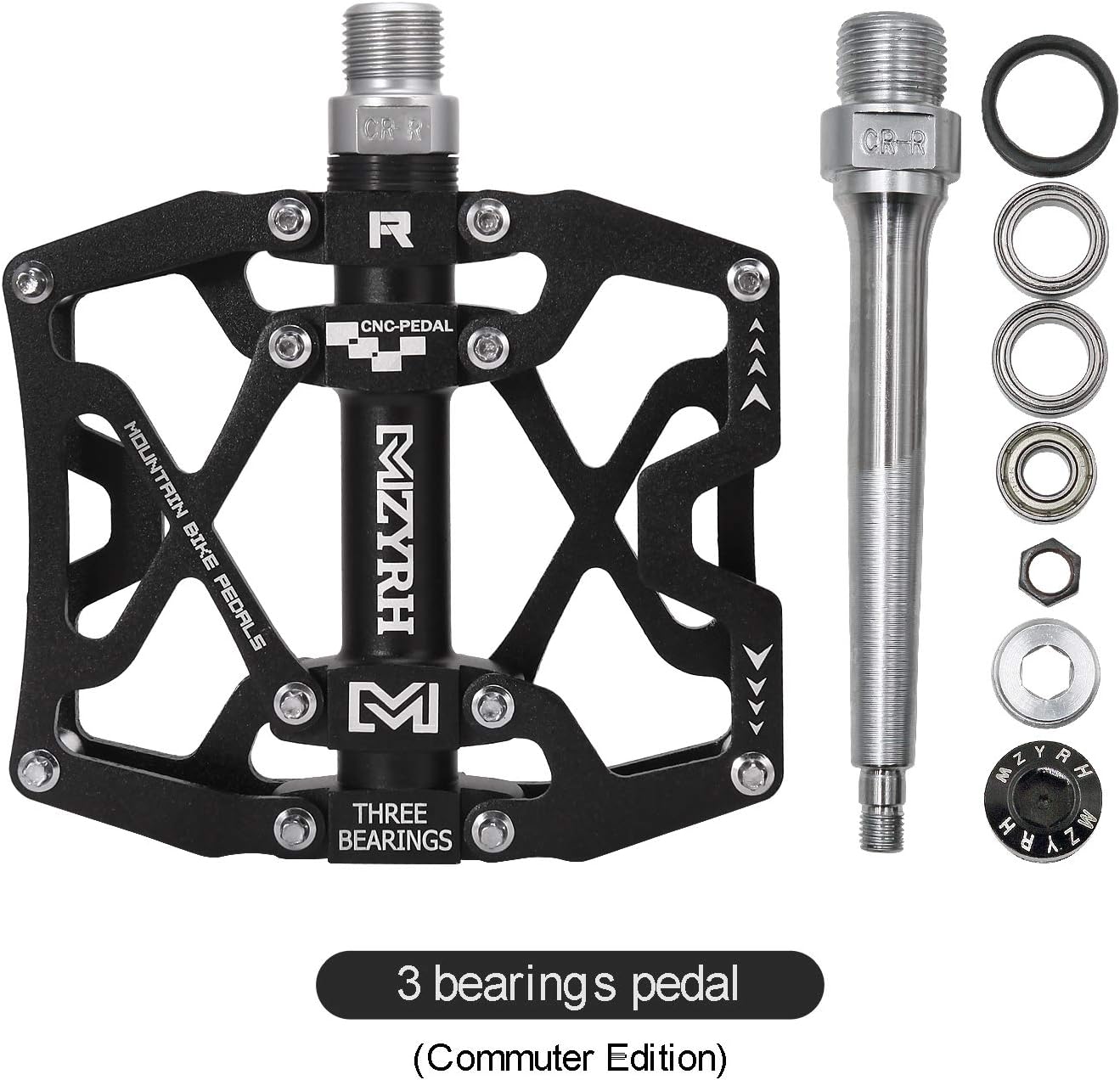 Mountain Bike Pedals, Ultra Strong Colorful CNC Machined 9/16" Cycling Sealed 3 Bearing Pedals