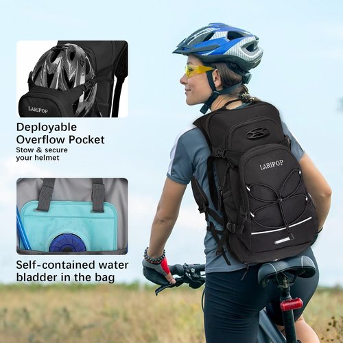 LARIPOP Hydration Backpack 18L with Water Bladder 2L Hiking Water Backpack Women Men Lightweight Hydration Pack Breathable Reflective Daypack with Storage for Cycling, Hiking, Biking, Running