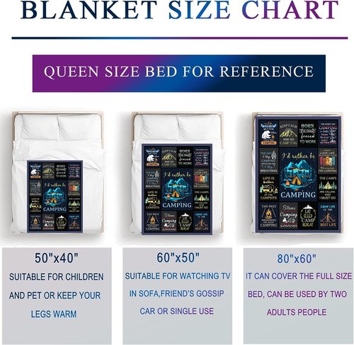 Camping Blanket Gifts for Men Woman Couples,Soft Cozy Camping Blankets and Throws RV Travel Hiking Bed Sofa,Cool Camper Gifts for Camping Lovers Campsite Outdoors 80"x60"