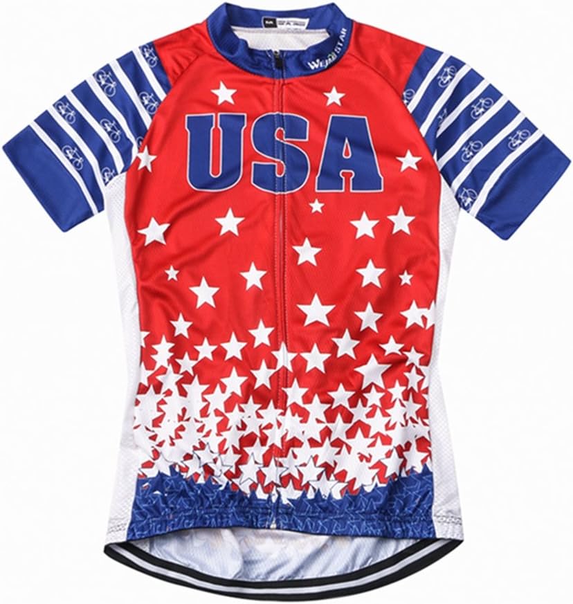 Weimostar Men's USA Cycling Jersey Short Sleeve Biking Shirts Breathable with Pockets