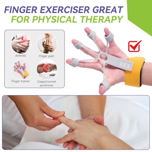 FAMJOALE Forearm and Grip Strength Trainer, Finger and Hand Gripper Strengthener, Wrist and Hand Exercisers for Strength with 3 Levels, Relieve Pain Arthritis (Grey)