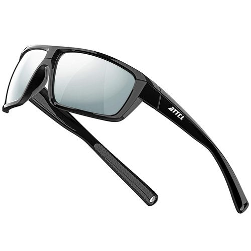 ATTCL Bundle Polarized Wrap Sunglasses For Men+Night Driving Glasses for men:(5001-Silver)+(5001-Night Driving Glasses)