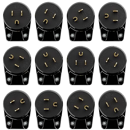 ETL Verified 3-Pack Nema 5-15P 90 Degree Right Angle Plug, 15A 125V USA 3-Prong Household Angled AC Plug, Black