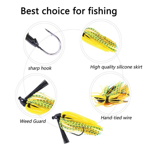 LURESMEOW Bass Jigs Fishing Jigs Swim Jigs for Bass Fishing Swim Jig Football Jigs Silicone Skirts Weedless Jig Head for Freshwater Saltwater,5pcs/Box
