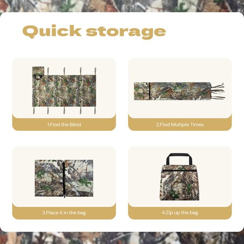 Lenotos Hunting Tree Stand Blinds Kit, Treestands Camo Blind Cover Universal, Camouflage Ground Blind Ladder Stand Blind Accessories with Zipper Storage Pocket for Deer Turkey Hunting