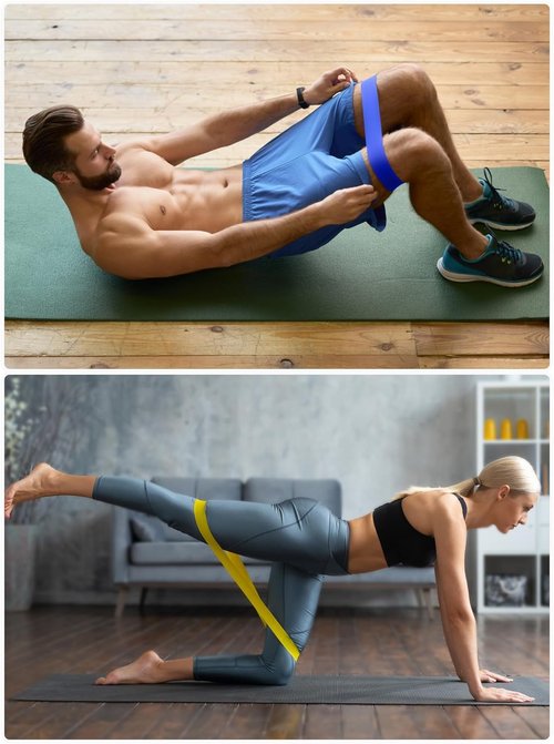 HEETA Resistance Bands and Sliders Sets, 5 Levels Resistance Loops and 2 Packs Double Sided Gliding Discs, Strengthen Core Trainers for Full Body