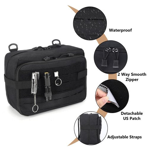 Korialia Tactical Pouch Large Molle Bag: EDC Gear Pouches, Expandable Accessories Organizer, Medical Pocket, Traveling Bags