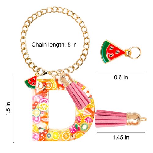 ZOSIX Letter Charm Accessories for Stanley Cup 40/30 oz with Handle, [Upgraded Chain] Cute Initial Keychain Handle Charm for Stanley Tumbler Accessories for Girls Women, Fruit D