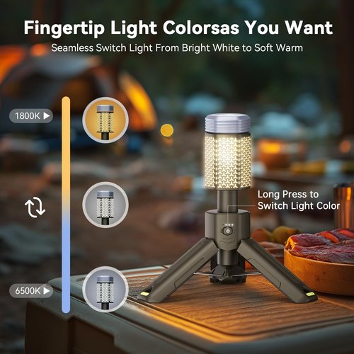 MORIKO Camping Lights Rechargeable Telescopic, Portable Collapsible Magnetic Lantern Camping Essentials, 10,500mAh IP67 Waterproof LED Flashlights, Camping Gear for Hiking Fishing Travel Emergency